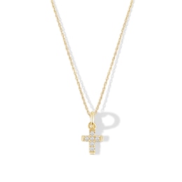 Child's 10K Gold 1/20 CT. T.W. Lab-Created Diamond Cross Pendant - 13&quot;