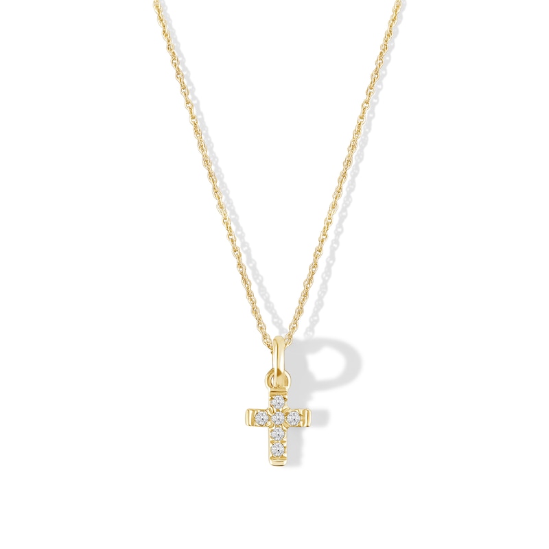 Main Image 1 of Child's 10K Gold 1/20 CT. T.W. Lab-Created Diamond Cross Pendant - 13&quot;