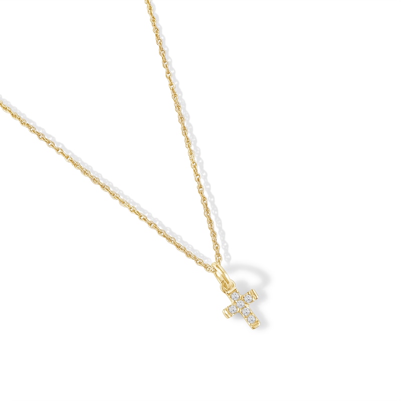 Main Image 2 of Child's 10K Gold 1/20 CT. T.W. Lab-Created Diamond Cross Pendant - 13&quot;