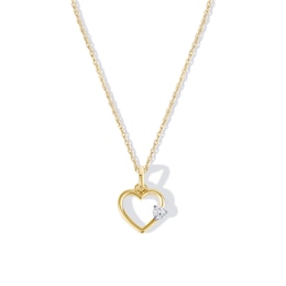 Child's 10K Gold 1/20 CT. T.W. Lab-Created Diamond Heart Pendant - 13&quot;