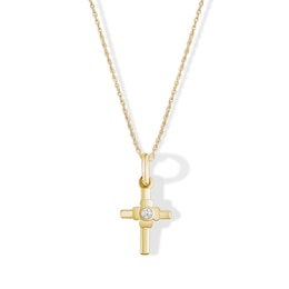 Child's 10K Gold Lab-Created Diamond Accent Cross Pendant - 13&quot;