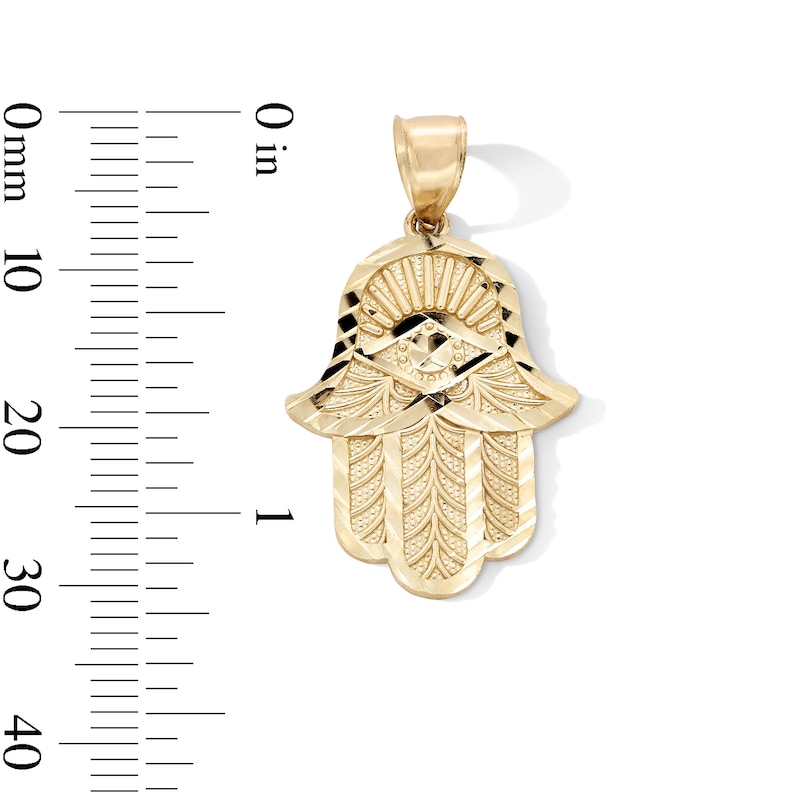 Main Image 3 of 10K Gold Diamond-Cut Hamsa Necklace Charm