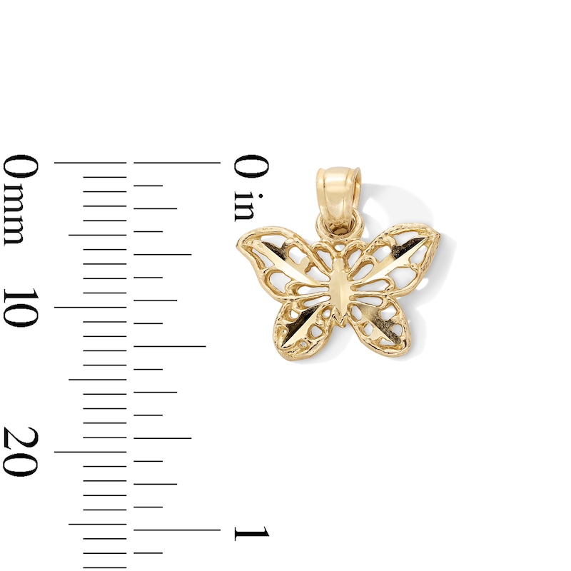 Main Image 3 of 10K Gold Diamond Cut Butterfly Necklace Charm