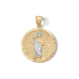 10K Gold Diamond-Cut Saint Jude Two-Tone Necklace Charm