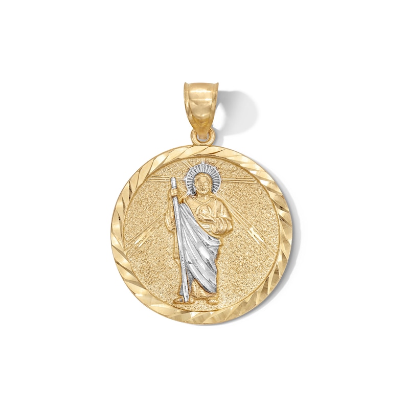 Main Image 1 of 10K Gold Diamond-Cut Saint Jude Two-Tone Necklace Charm