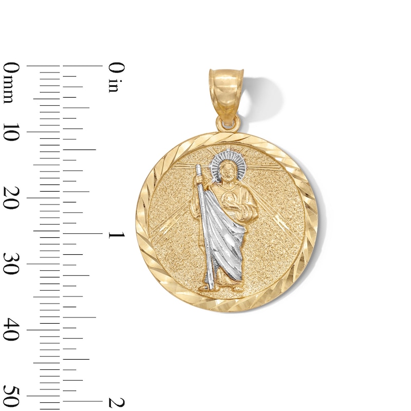 Main Image 5 of 10K Gold Diamond-Cut Saint Jude Two-Tone Necklace Charm