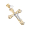 Thumbnail Image 2 of 10K Gold CZ Diamond Cut Crucifix Cross Two-Tone Necklace Charm