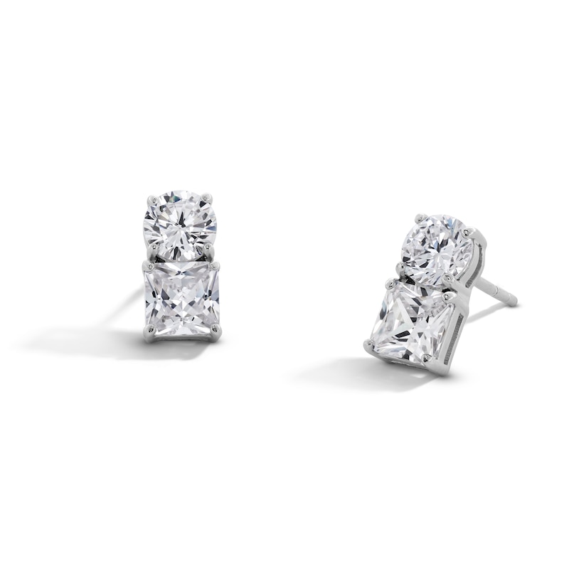 Main Image 1 of Sterling Silver CZ Round and Square Stacked Studs