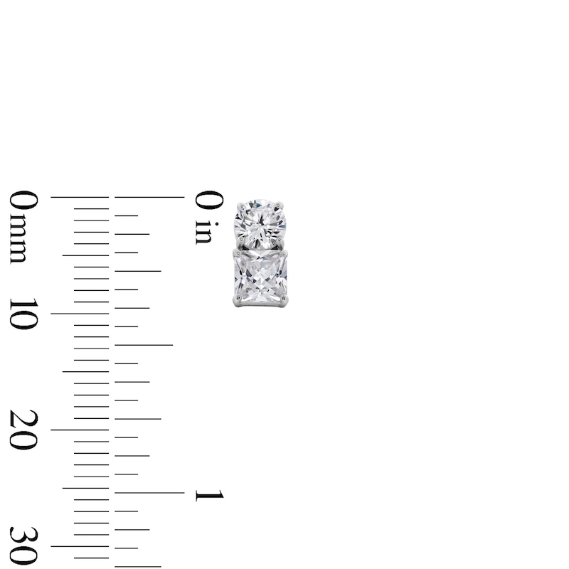 Main Image 2 of Sterling Silver CZ Round and Square Stacked Studs