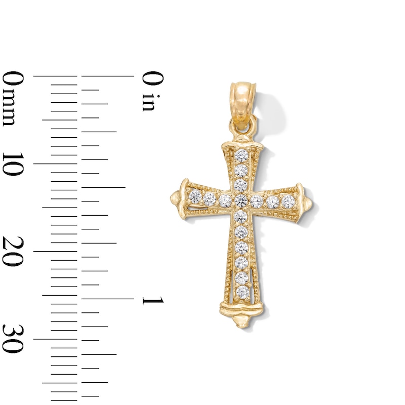 Main Image 5 of 10K Gold CZ Beaded Cross Necklace Charm