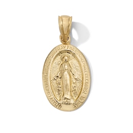 10K Gold Miraculous Mary Medallion Necklace Charm