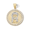 Thumbnail Image 1 of 10K Gold CZ Jesus Medallion Two-Tone Necklace Charm