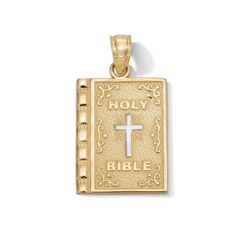 Main Image 1 of 10K Gold Holy Bible Two-Tone Necklace Charm