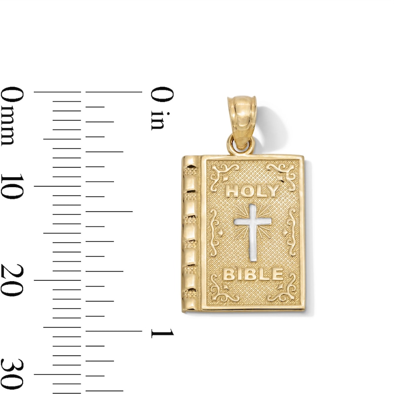 Main Image 5 of 10K Gold Holy Bible Two-Tone Necklace Charm