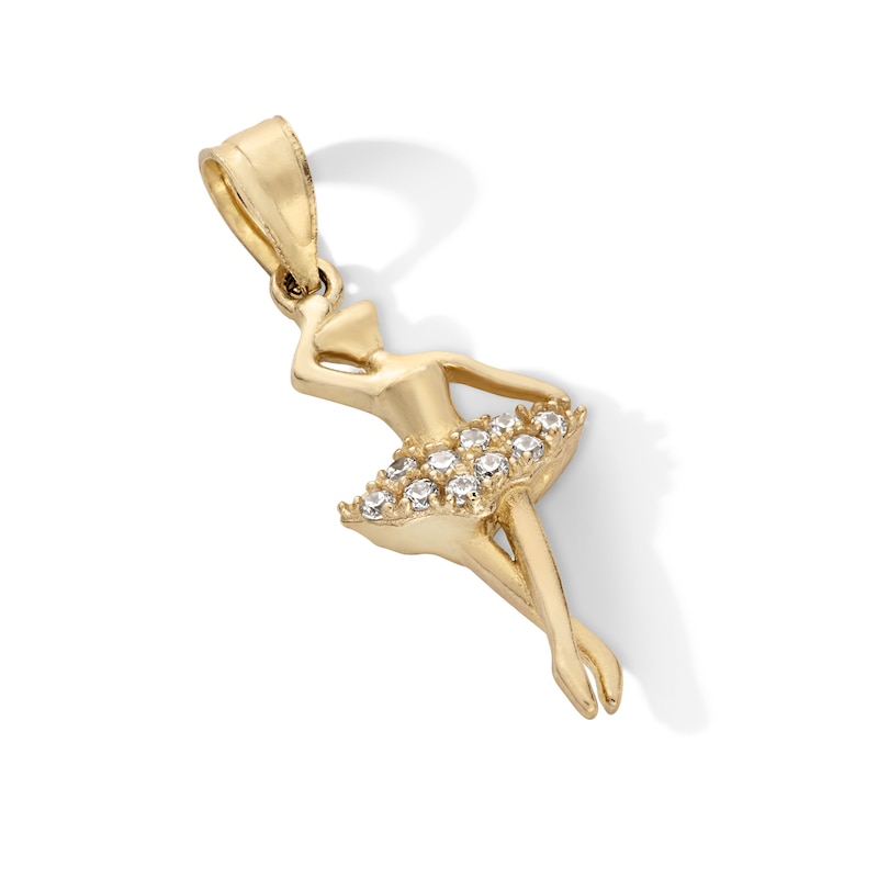 Main Image 2 of 10K Gold CZ Ballerina Necklace Charm