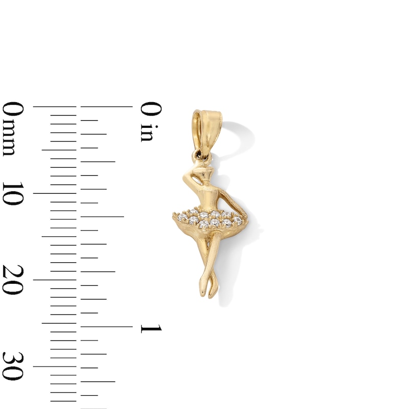 Main Image 3 of 10K Gold CZ Ballerina Necklace Charm