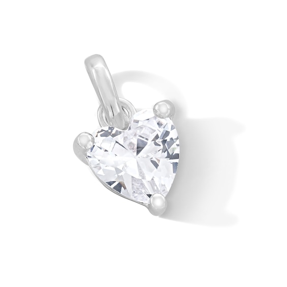 Sterling Silver CZ Heart Stone Necklace Charm