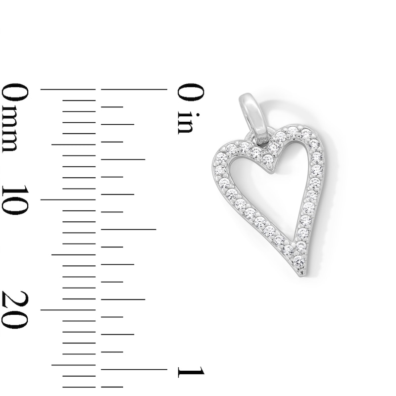 Main Image 2 of Sterling Silver CZ Heart Outline Necklace Charm