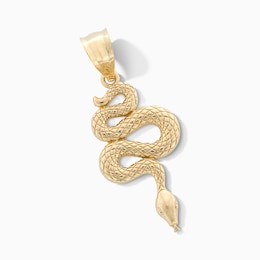 10K Gold Texture Snake Necklace Charm