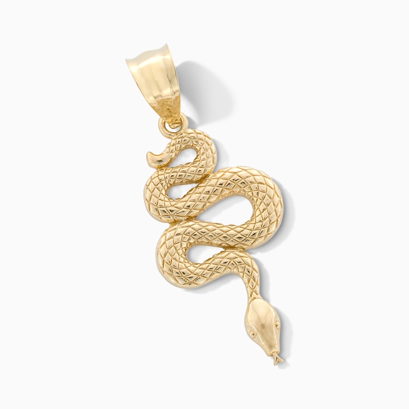 Main Image 1 of 10K Gold Texture Snake Necklace Charm