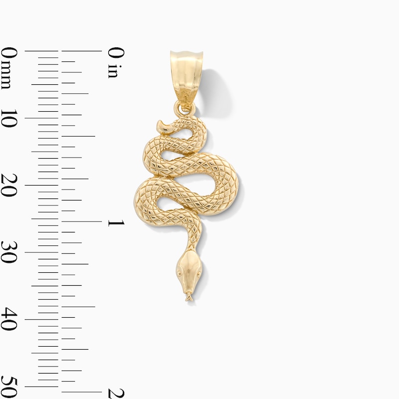 Main Image 2 of 10K Gold Texture Snake Necklace Charm