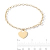 Thumbnail Image 3 of 10K Hollow Gold Heart Charm Rolo Bracelet - 7.5&quot;