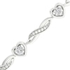 Thumbnail Image 1 of Sterling Silver 1/6 CT. T.W. Lab-Created Diamond Heart Bracelet - 7.25&quot;