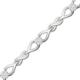 Sterling Silver 1/5 CT. T.W. Lab-Created Diamond Love Knot Bracelet - 7.25&quot;