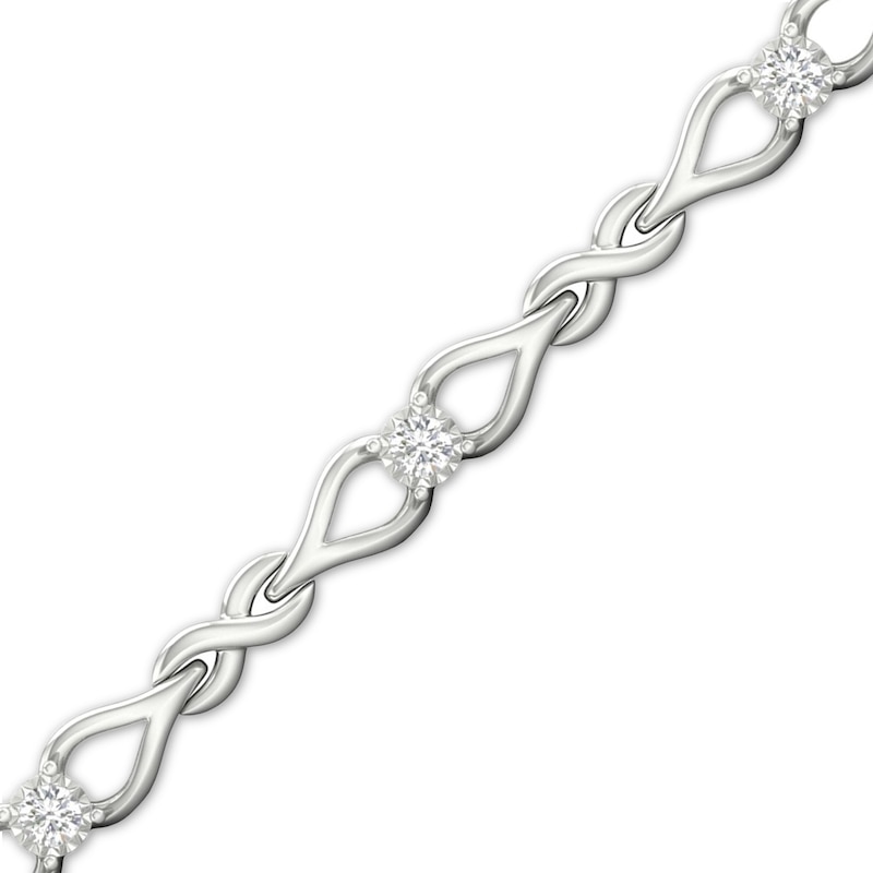 Main Image 1 of Sterling Silver 1/5 CT. T.W. Lab-Created Diamond Love Knot Bracelet - 7.25&quot;