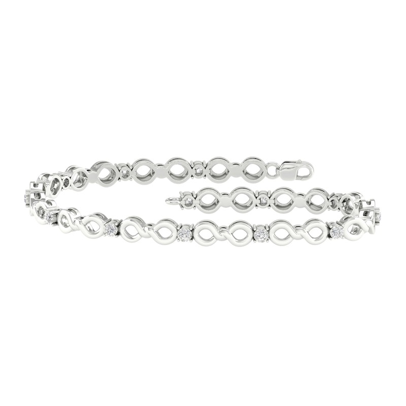 Main Image 2 of Sterling Silver 1/5 CT. T.W. Lab-Created Diamond Infinity Bracelet - 7.25&quot;