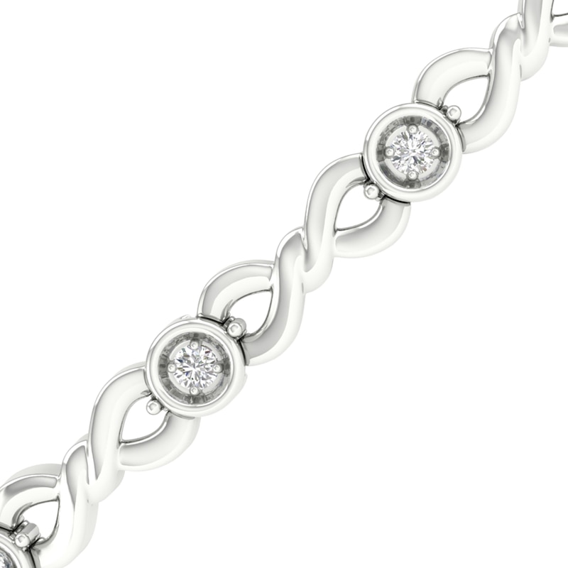 Main Image 1 of Sterling Silver 1/5 CT. T.W. Lab-Created Diamond Braided Bracelet - 7.25&quot;