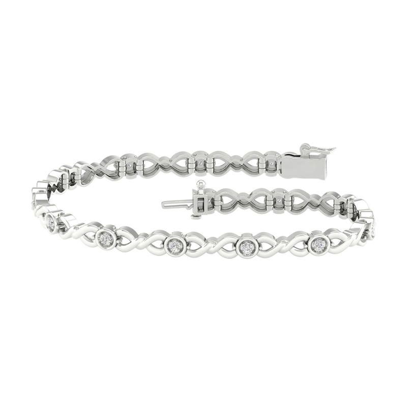 Main Image 2 of Sterling Silver 1/5 CT. T.W. Lab-Created Diamond Braided Bracelet - 7.25&quot;