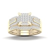 Thumbnail Image 1 of 14K Gold Plated 3/8 CT. T.W. Lab-Created Diamond Square Ring Set - Size 7