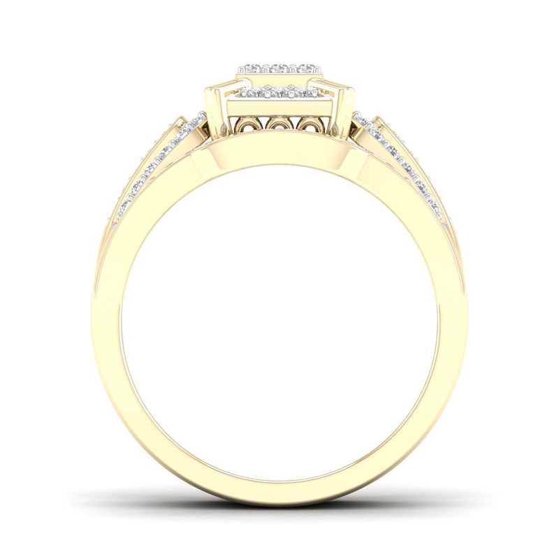 Main Image 3 of 14K Gold Plated 3/8 CT. T.W. Lab-Created Diamond Square Ring Set - Size 7