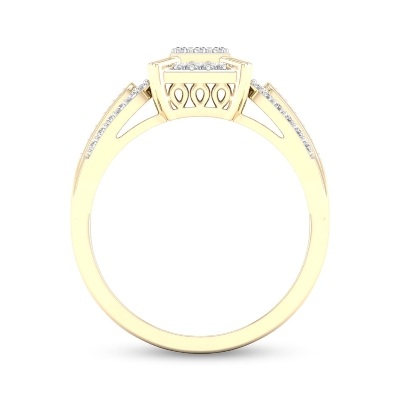 Main Image 6 of 14K Gold Plated 3/8 CT. T.W. Lab-Created Diamond Square Ring Set - Size 7