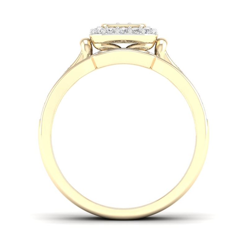 Main Image 4 of 14K Gold Plated 1/3 CT. T.W. Lab-Created Diamond Cushion Ring Set - Size  7