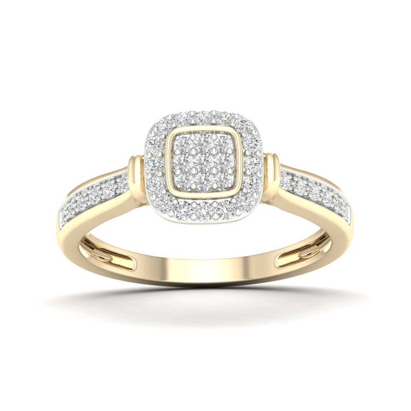 Main Image 5 of 14K Gold Plated 1/3 CT. T.W. Lab-Created Diamond Cushion Ring Set - Size  7