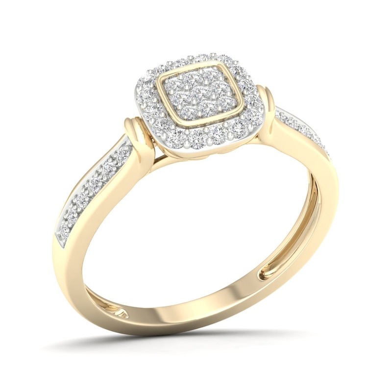 Main Image 6 of 14K Gold Plated 1/3 CT. T.W. Lab-Created Diamond Cushion Ring Set - Size  7