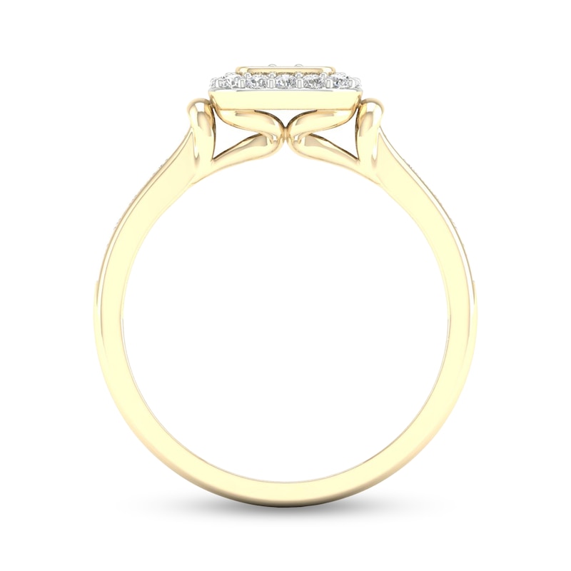 Main Image 7 of 14K Gold Plated 1/3 CT. T.W. Lab-Created Diamond Cushion Ring Set - Size  7