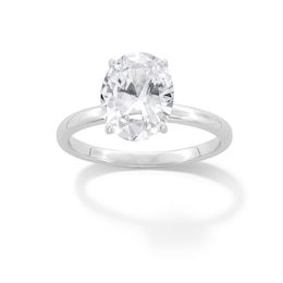 Sterling Silver CZ Solitaire Oval Ring - Size 7