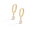 Thumbnail Image 1 of 10K Gold CZ Bezel Oval Drop Huggie Hoops