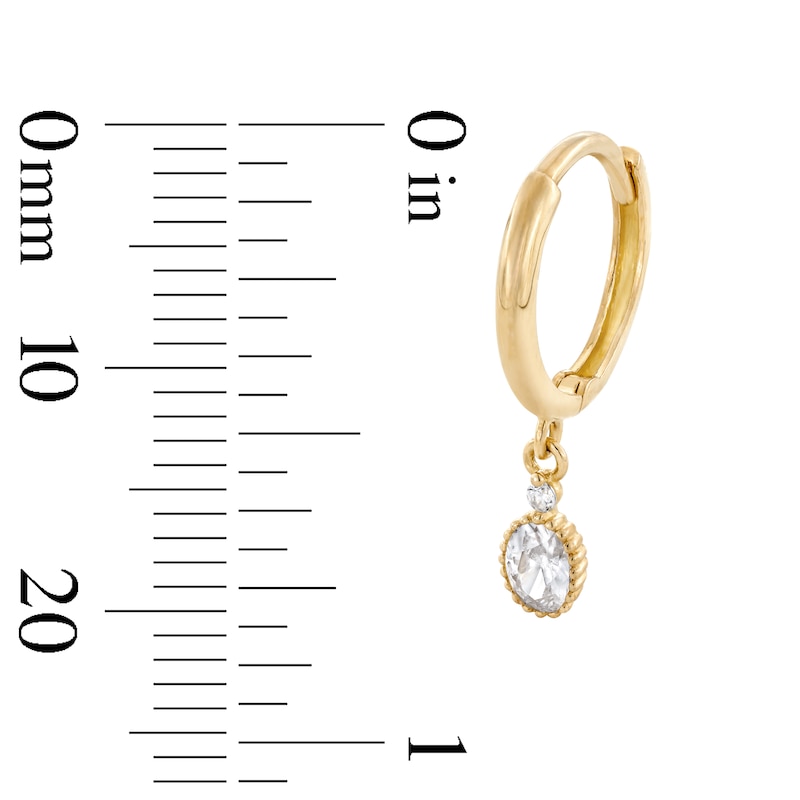 Main Image 2 of 10K Gold CZ Bezel Oval Drop Huggie Hoops