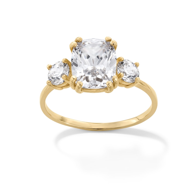 Main Image 1 of 10K Gold CZ Cushion and Double Round Ring - Size 7