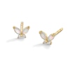 Thumbnail Image 1 of 10K Gold CZ and Simulated Opal Butterfly Studs