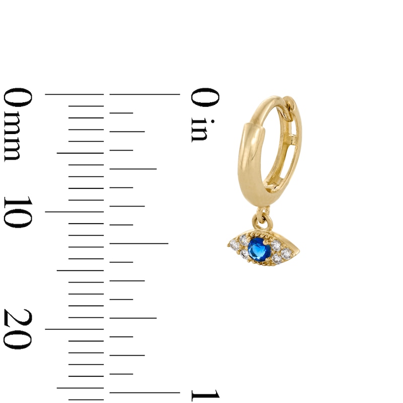 Main Image 2 of 10K Gold CZ Evil Eye Huggie Hoops