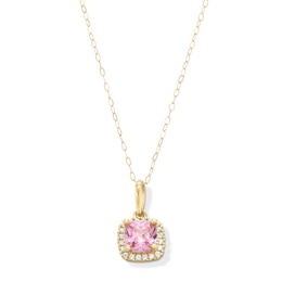 10K Gold CZ Birthstone Pendant - 18&quot;