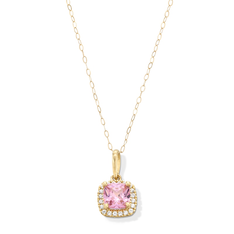 Main Image 1 of 10K Gold CZ Birthstone Pendant - 18&quot;