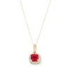 Thumbnail Image 1 of 10K Gold CZ and Lab-Created Ruby Birthstone Pendant - 18&quot;