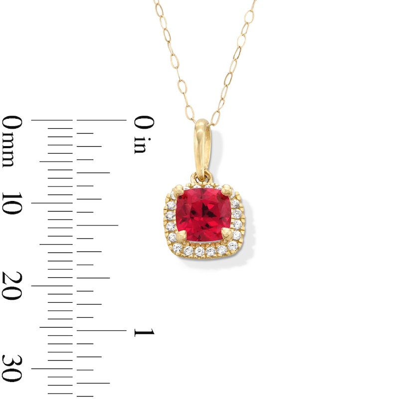 Main Image 3 of 10K Gold CZ and Lab-Created Ruby Birthstone Pendant - 18&quot;