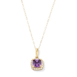 10K Gold CZ Birthstone Pendant - 18&quot;